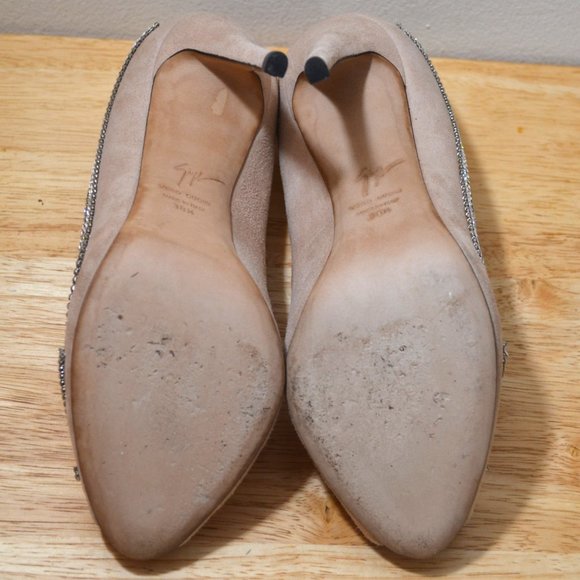 Blush Suede Crystal Peep-toe Pumps by Giuseppe Zanotti SIZE 8 (EU 37.5) - Picture 11 of 11